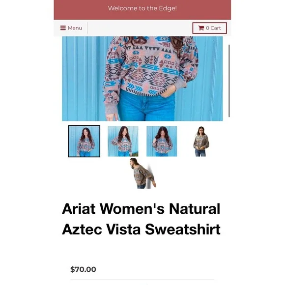 Ariat Women's M Rainbow Vista Aztec Reversible Sweatshirt Southwest Brown $70 - Picture 9 of 9